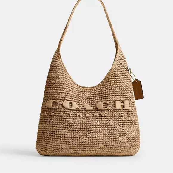 COACH BROOKLYN STRAW SHOULDER BAG 28 - Picture 1 of 7